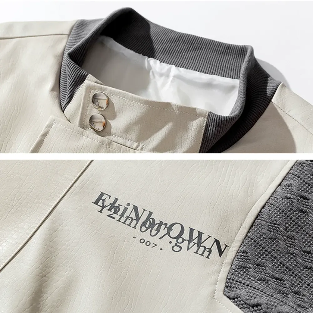 Japanese Pu Leather Splicing Wool Jacket