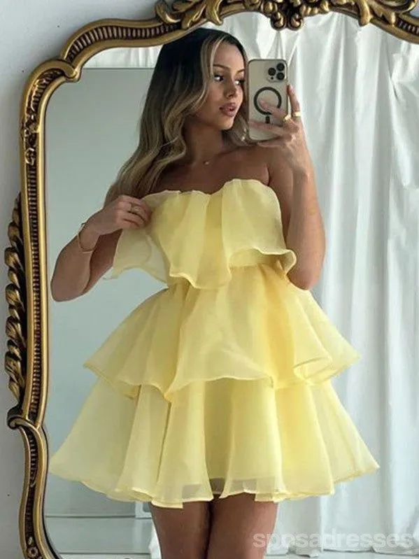 JazzHer Cute A-line Yellow Mini Short Prom Homecoming Dresses Party Dress (PRE-ORDER)
