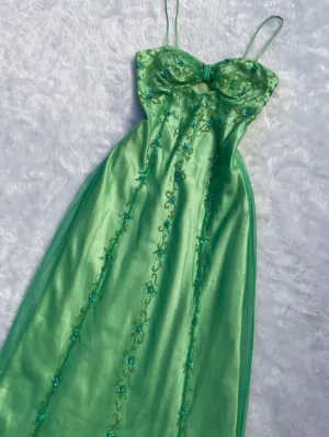 JazzHer Pretty A Line Spaghetti Straps Mint Green Tulle Sleeveless Prom Dress Evening Dresses (PRE-ORDER)
