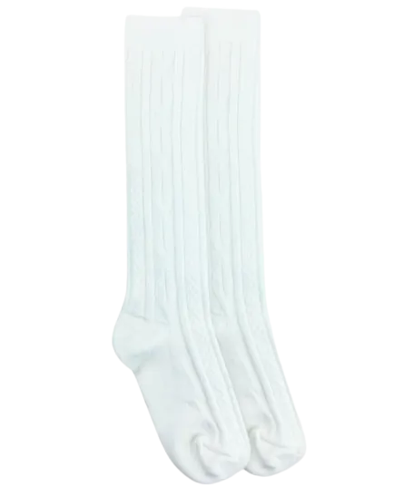 Jefferies Socks School Uniform Acrylic Cable Knee High Socks - White