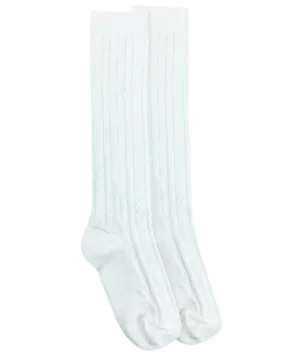 Jefferies Socks School Uniform Acrylic Cable Knee High Socks - White