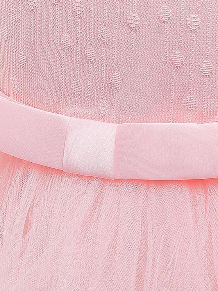 Jewel Neck Tulle Sleeveless Ankle Length Princess Kids Social Party Dresses