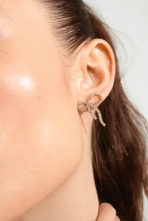 Jolanta Large EOL Crystal Gold Bow Stud Earrings