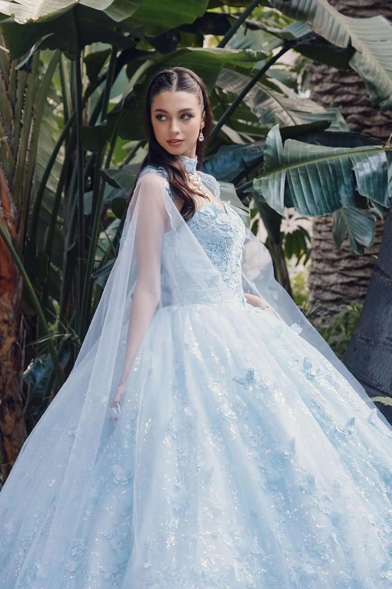 Juliet JT1449J Poofy Strapless Sweetheart Quinceanera Gown Includes Cape