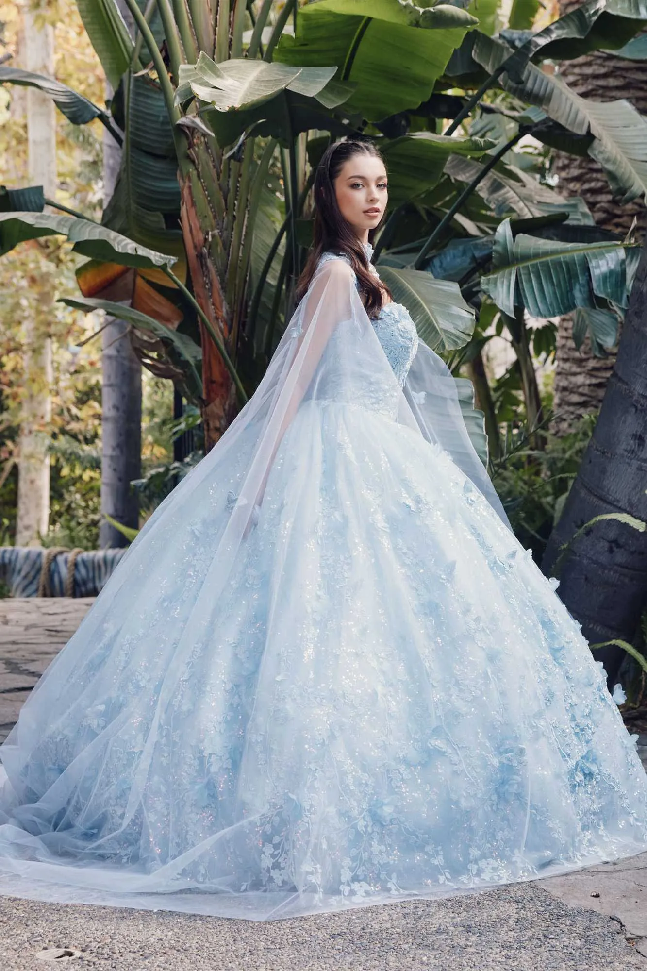 Juliet JT1449J Poofy Strapless Sweetheart Quinceanera Gown Includes Cape