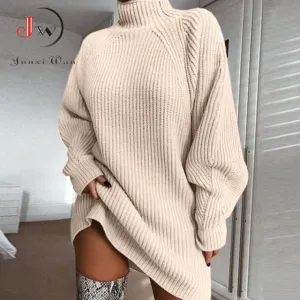 Junxi Oversized Turtleneck Knitted Dress