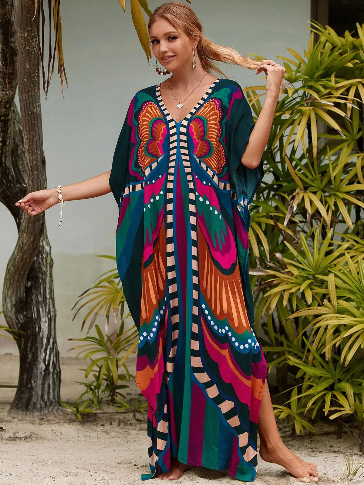Kaftan Dresses for Women Plus Size Bathing Suit Cover up Caftan Maxi Beach Dresses