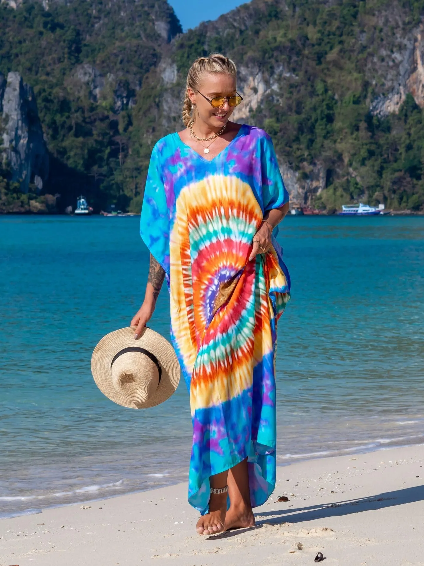 Kaftan Dresses for Women Plus Size Bathing Suit Cover up Caftan Maxi Beach Dresses