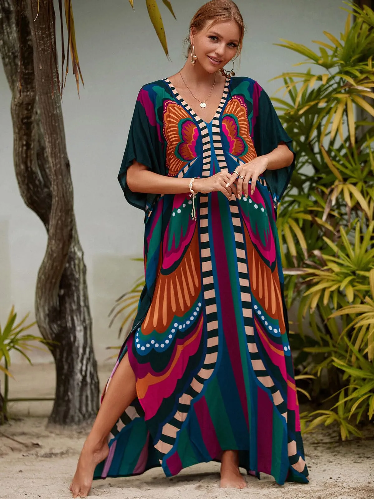 Kaftan Dresses for Women Plus Size Bathing Suit Cover up Caftan Maxi Beach Dresses