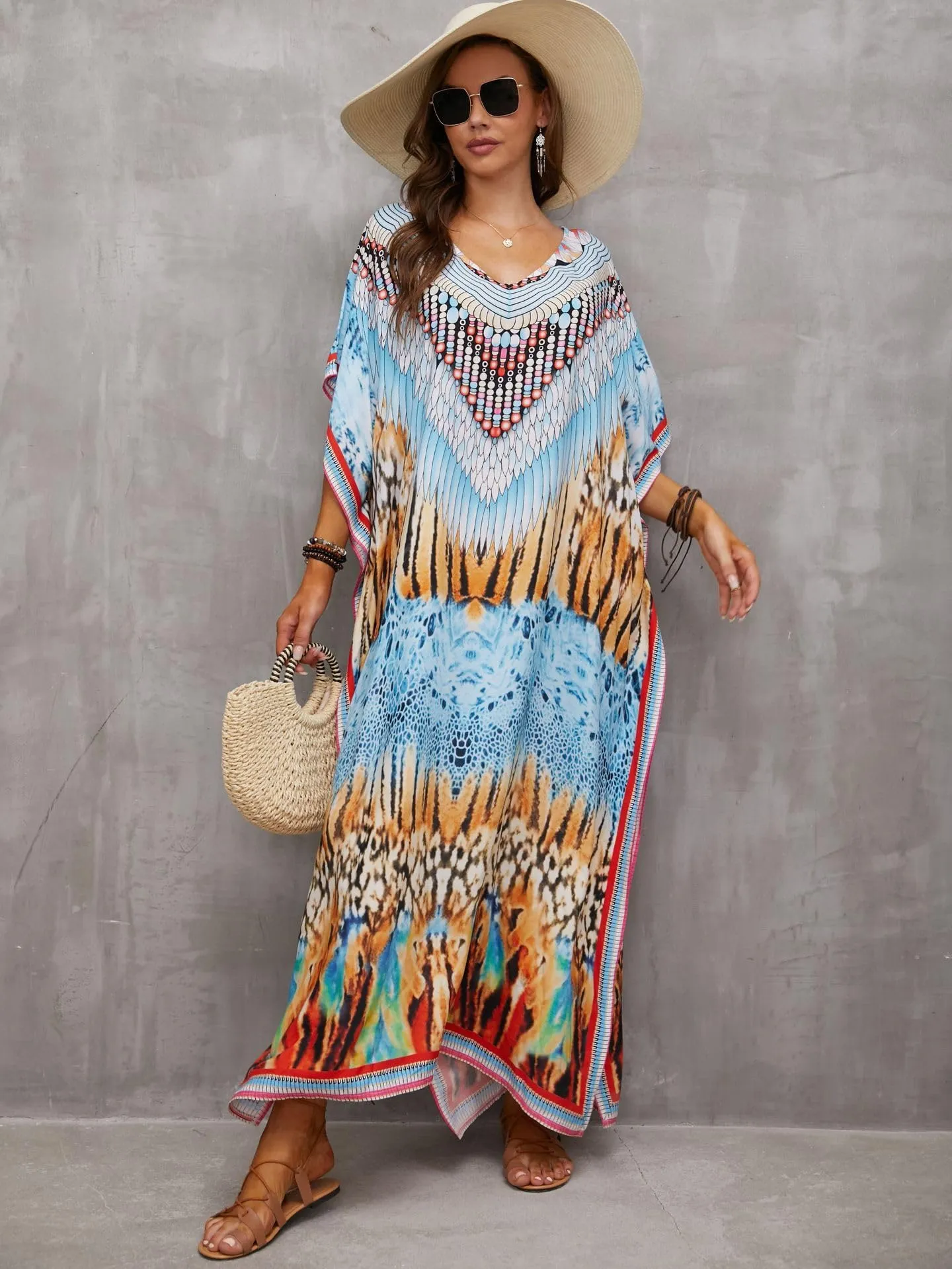 Kaftan Dresses for Women Plus Size Bathing Suit Cover up Caftan Maxi Beach Dresses
