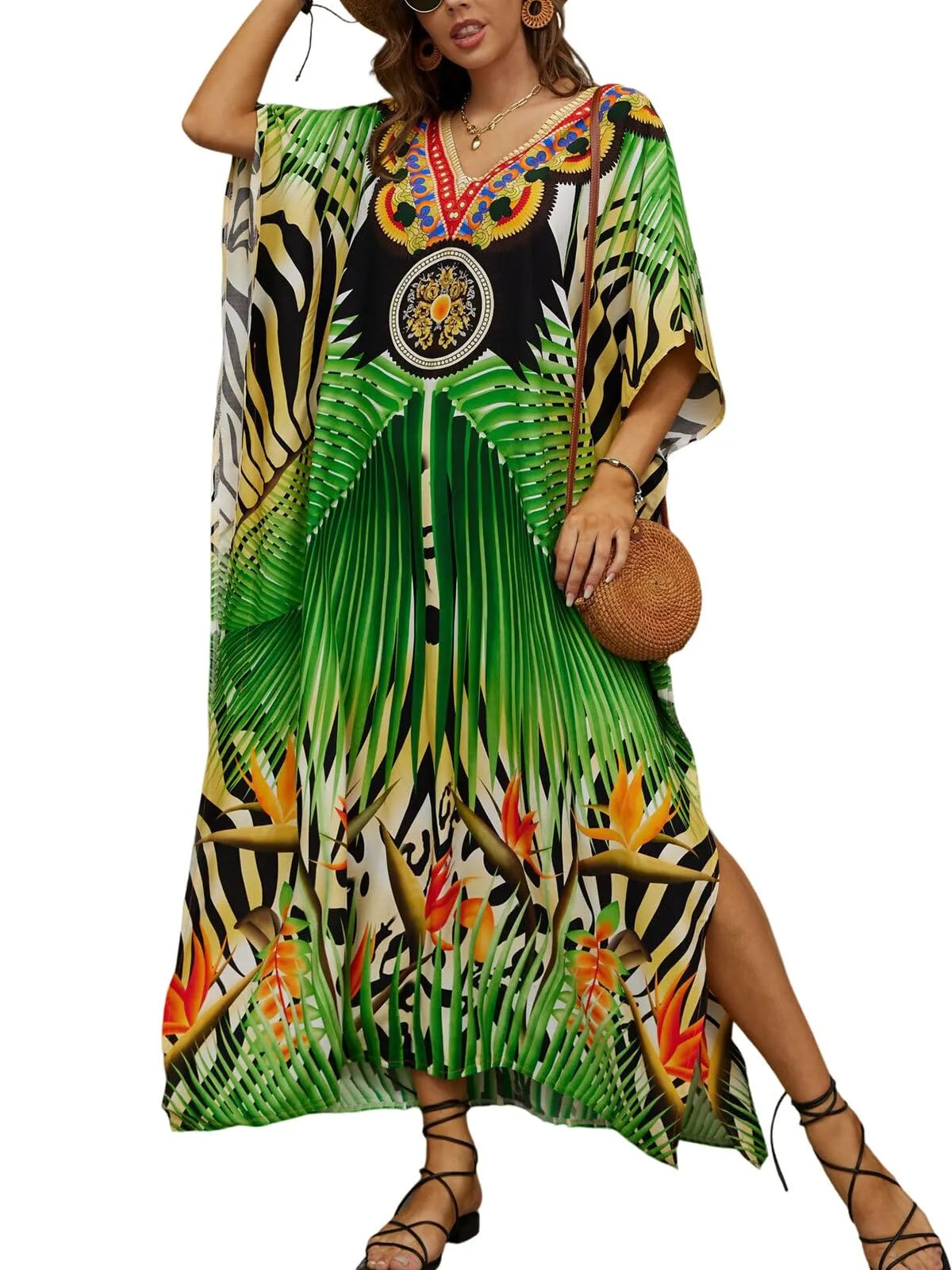 Kaftan Dresses for Women Plus Size Bathing Suit Cover up Caftan Maxi Beach Dresses