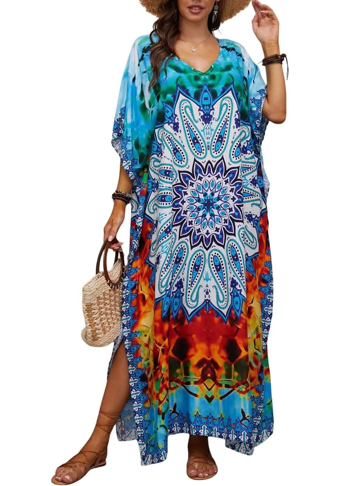 Kaftan Dresses for Women Plus Size Bathing Suit Cover up Caftan Maxi Beach Dresses