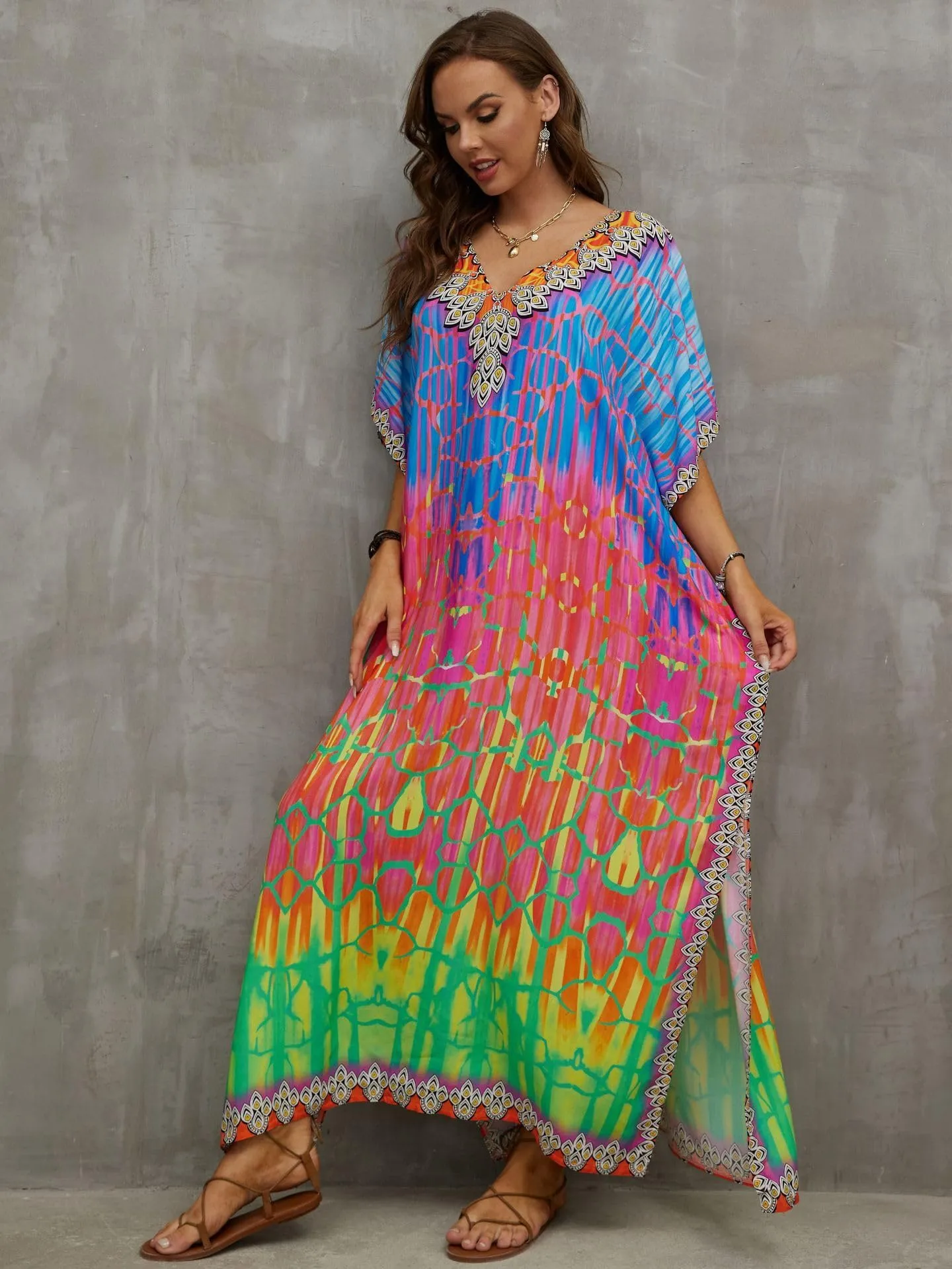 Kaftan Dresses for Women Plus Size Bathing Suit Cover up Caftan Maxi Beach Dresses