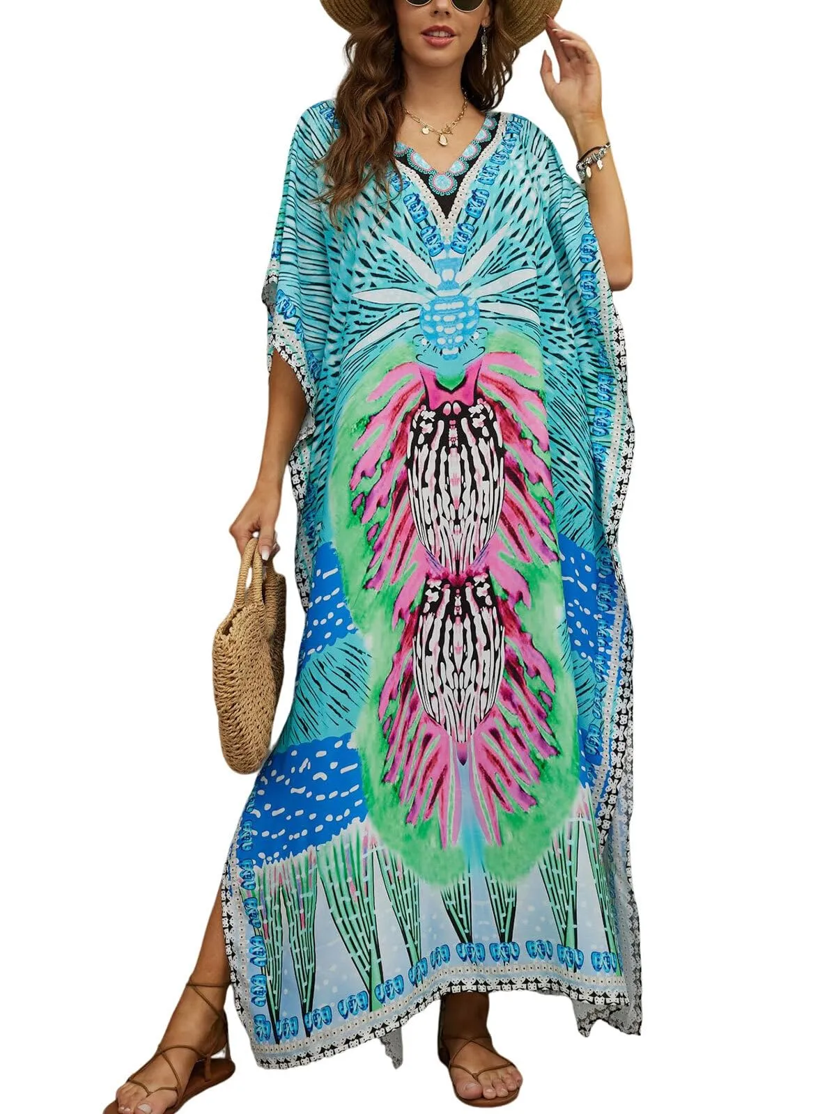 Kaftan Dresses for Women Plus Size Bathing Suit Cover up Caftan Maxi Beach Dresses