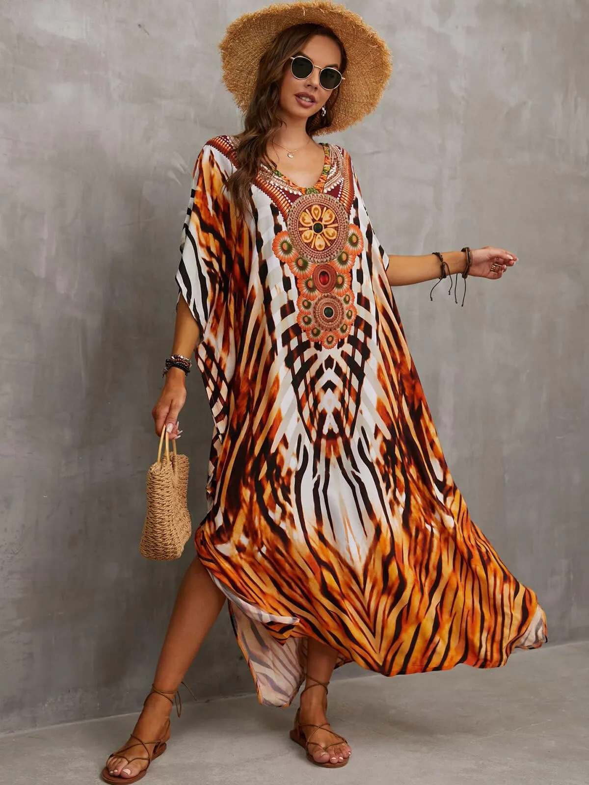 Kaftan Dresses for Women Plus Size Bathing Suit Cover up Caftan Maxi Beach Dresses