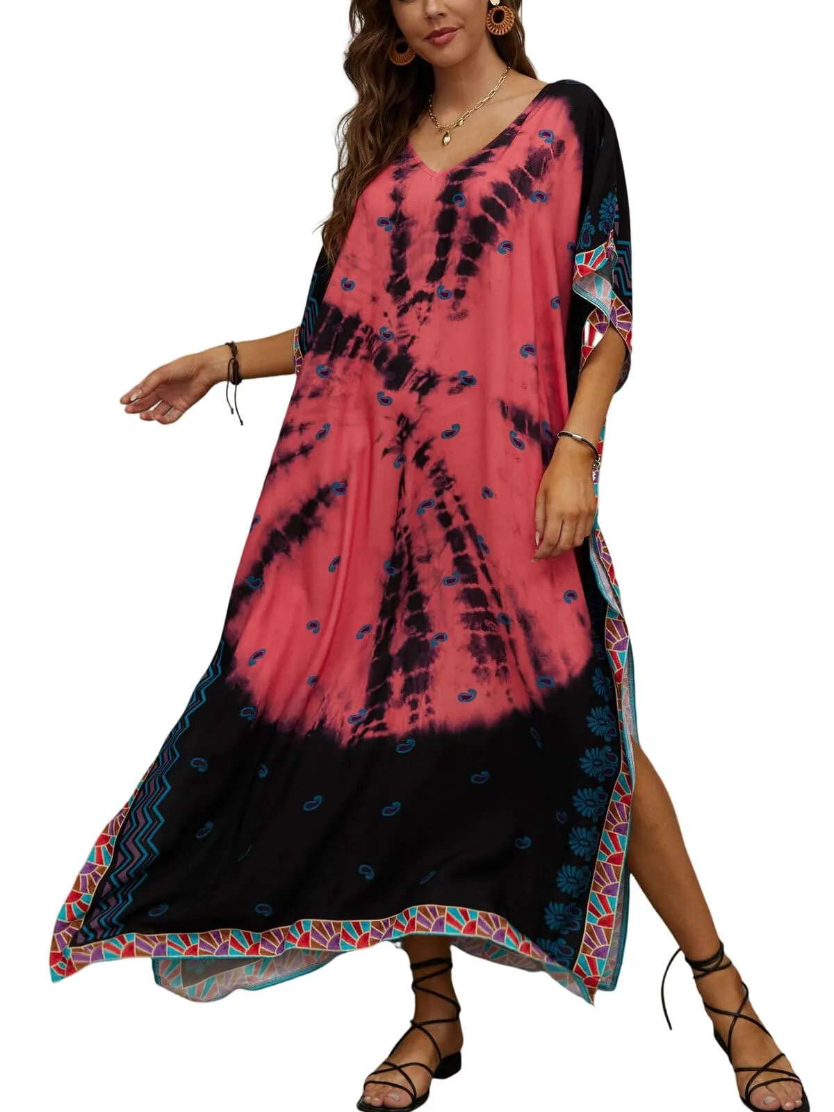 Kaftan Dresses for Women Plus Size Bathing Suit Cover up Caftan Maxi Beach Dresses