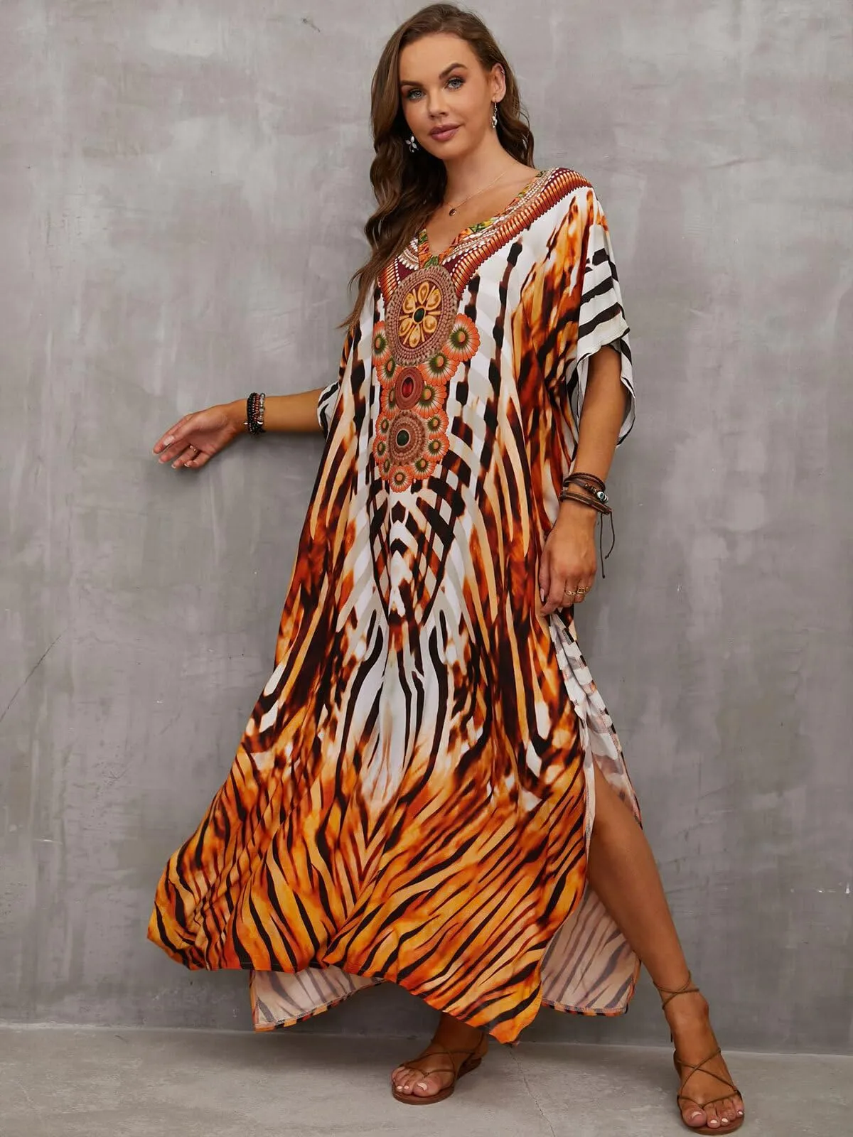 Kaftan Dresses for Women Plus Size Bathing Suit Cover up Caftan Maxi Beach Dresses