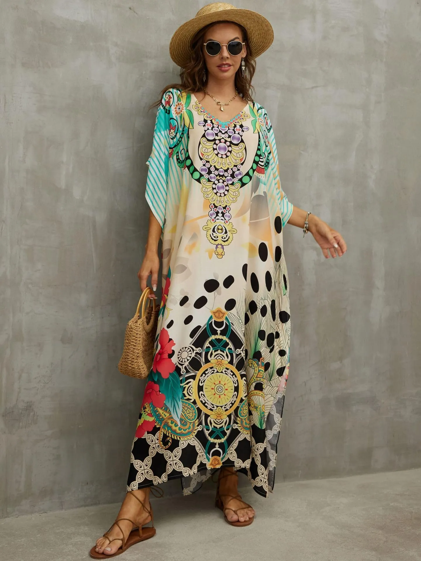 Kaftan Dresses for Women Plus Size Bathing Suit Cover up Caftan Maxi Beach Dresses