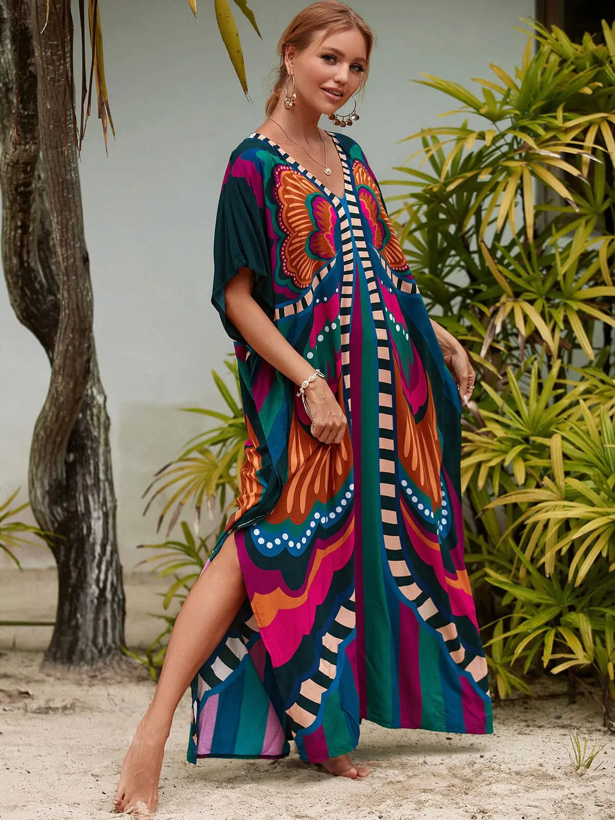 Kaftan Dresses for Women Plus Size Bathing Suit Cover up Caftan Maxi Beach Dresses
