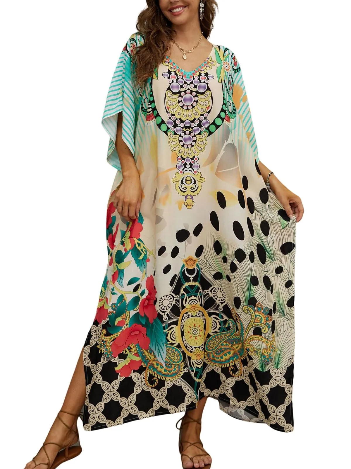 Kaftan Dresses for Women Plus Size Bathing Suit Cover up Caftan Maxi Beach Dresses