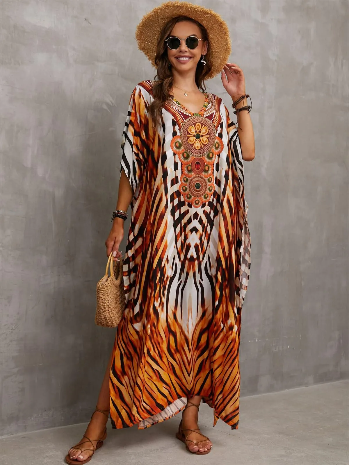 Kaftan Dresses for Women Plus Size Bathing Suit Cover up Caftan Maxi Beach Dresses
