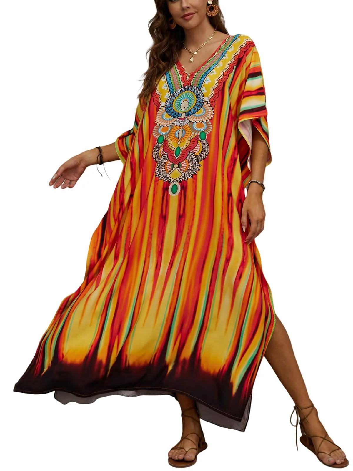 Kaftan Dresses for Women Plus Size Bathing Suit Cover up Caftan Maxi Beach Dresses