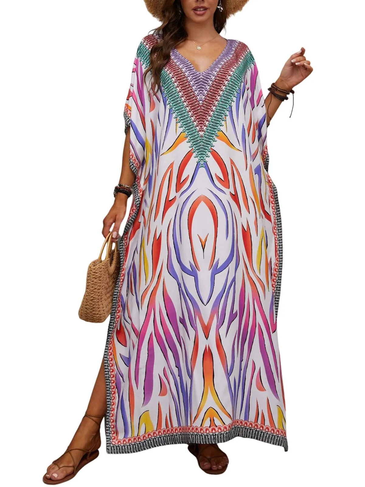 Kaftan Dresses for Women Plus Size Bathing Suit Cover up Caftan Maxi Beach Dresses
