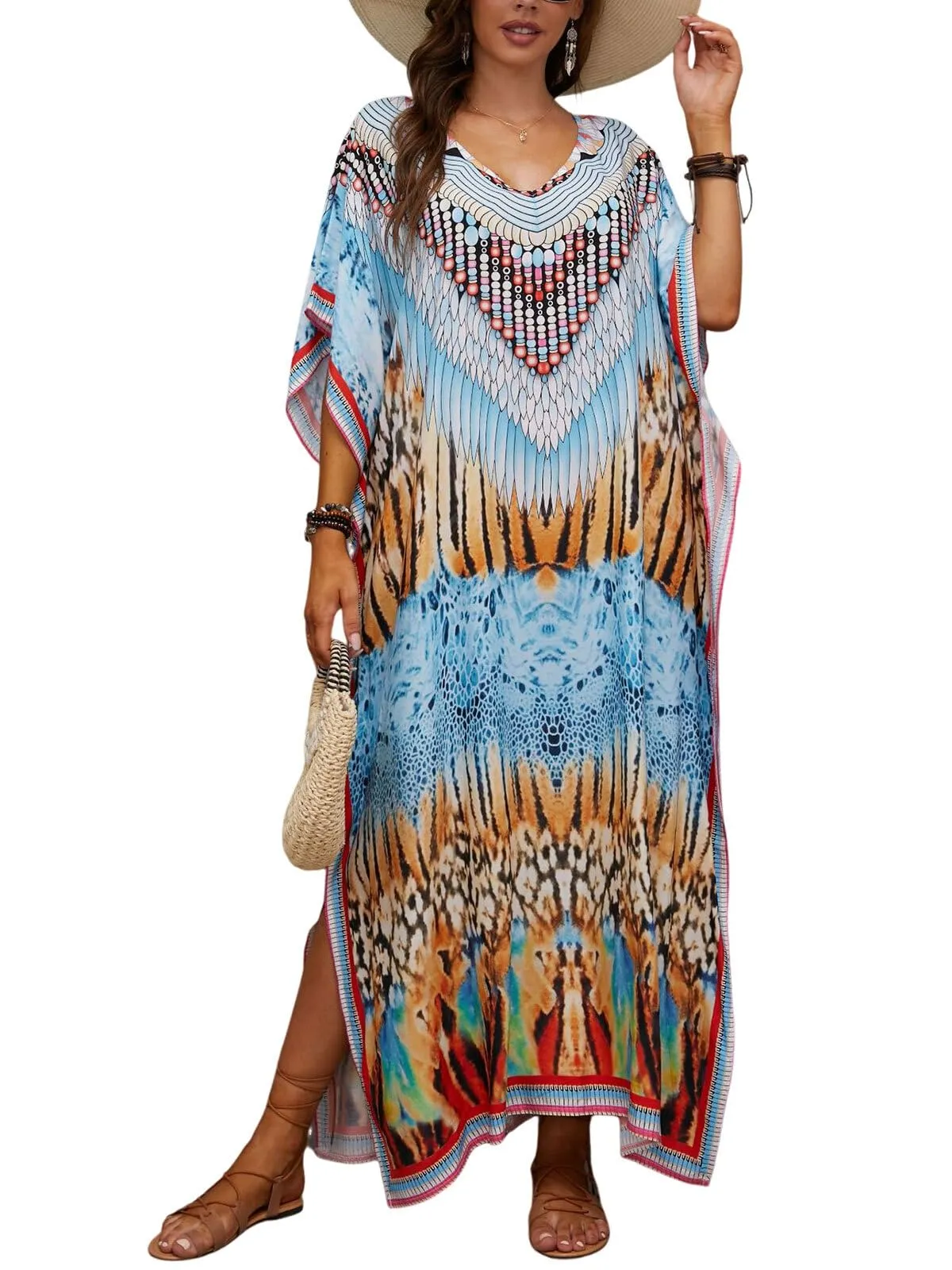 Kaftan Dresses for Women Plus Size Bathing Suit Cover up Caftan Maxi Beach Dresses