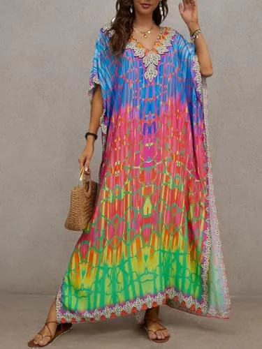 Kaftan Dresses for Women Plus Size Bathing Suit Cover up Caftan Maxi Beach Dresses