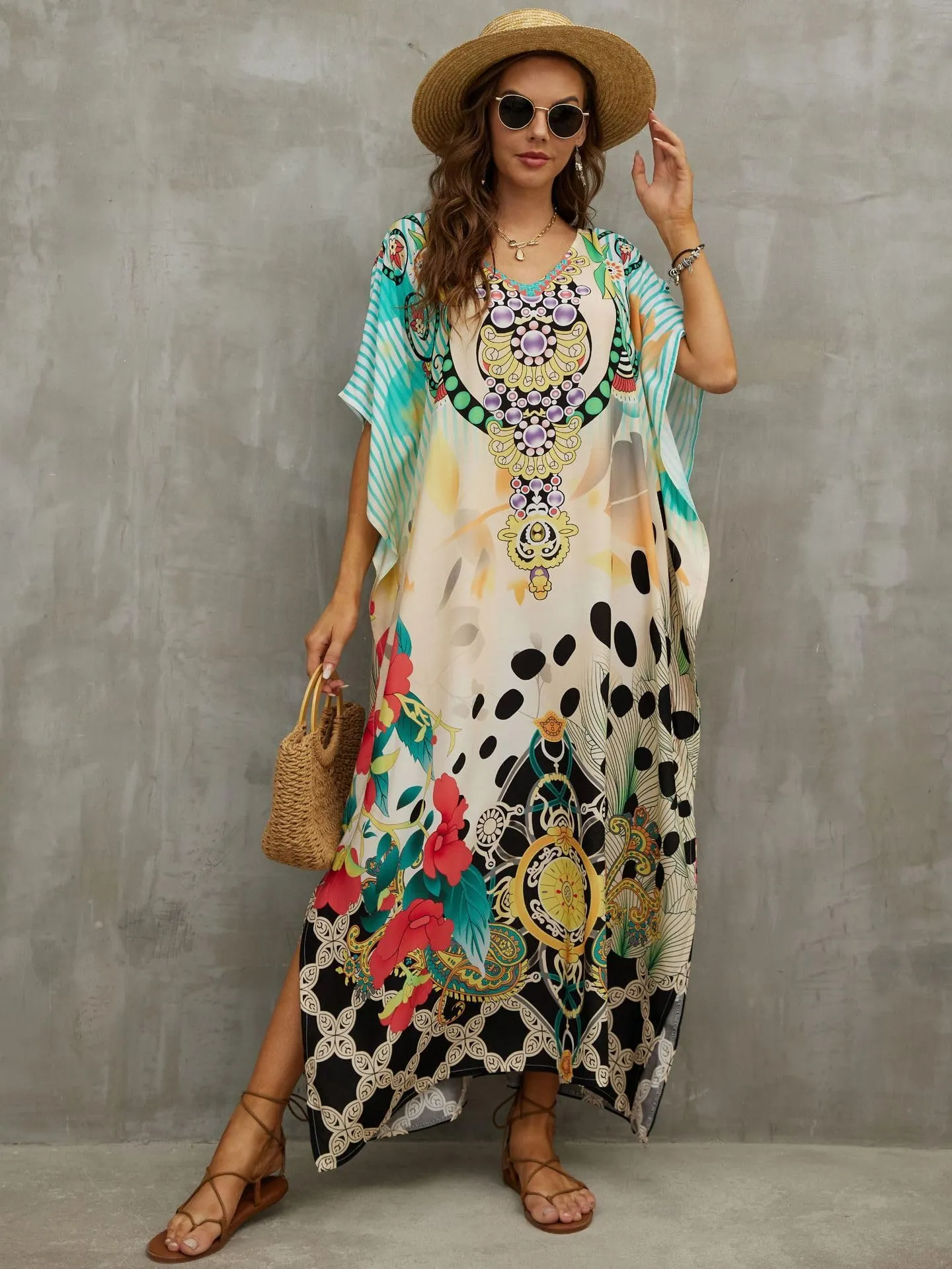 Kaftan Dresses for Women Plus Size Bathing Suit Cover up Caftan Maxi Beach Dresses
