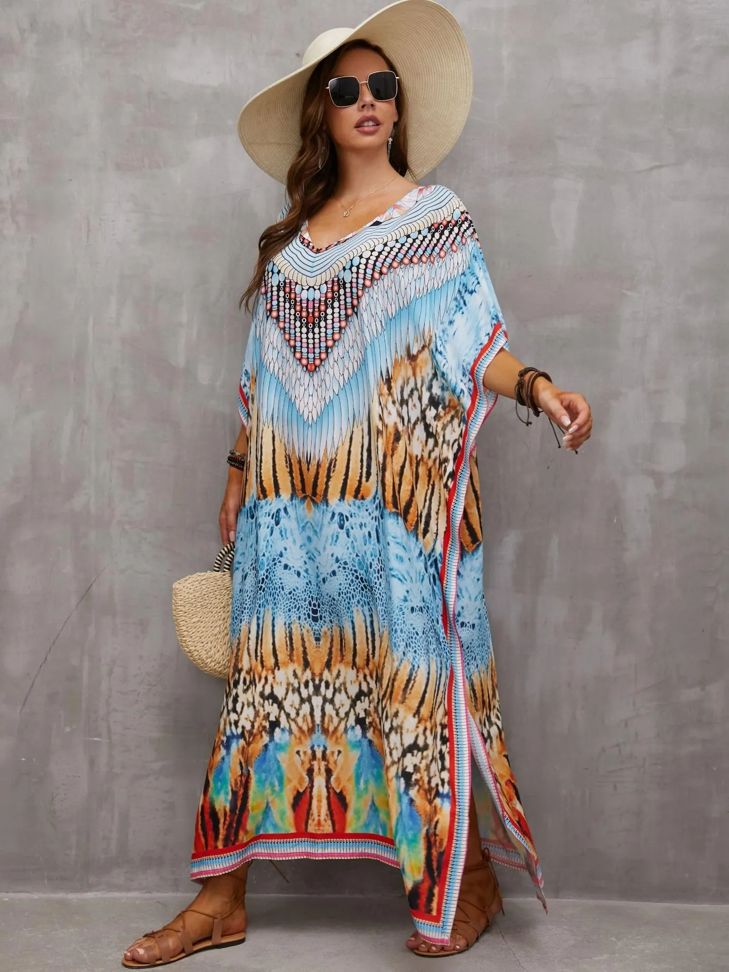 Kaftan Dresses for Women Plus Size Bathing Suit Cover up Caftan Maxi Beach Dresses