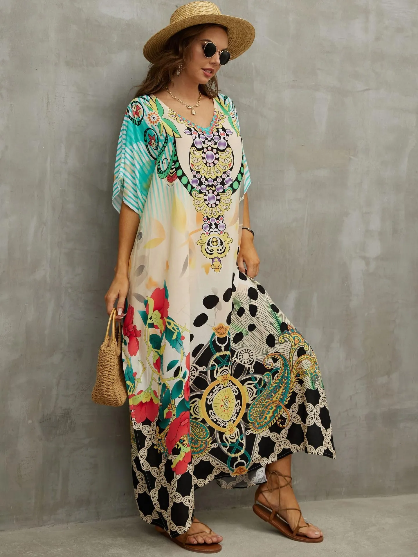 Kaftan Dresses for Women Plus Size Bathing Suit Cover up Caftan Maxi Beach Dresses