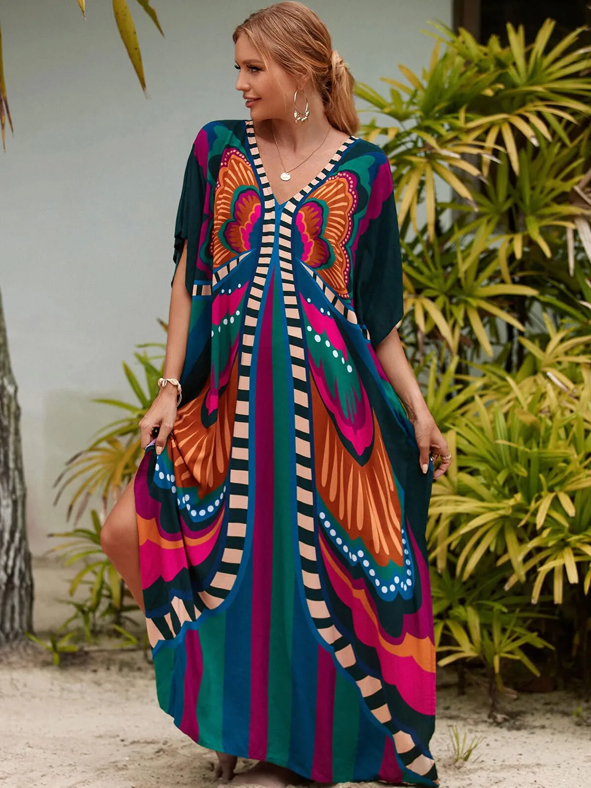 Kaftan Dresses for Women Plus Size Bathing Suit Cover up Caftan Maxi Beach Dresses