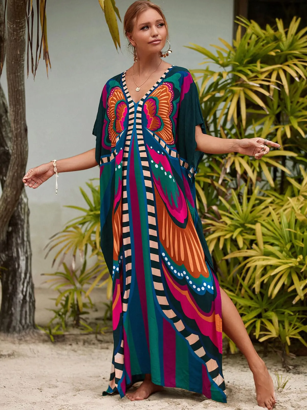 Kaftan Dresses for Women Plus Size Bathing Suit Cover up Caftan Maxi Beach Dresses