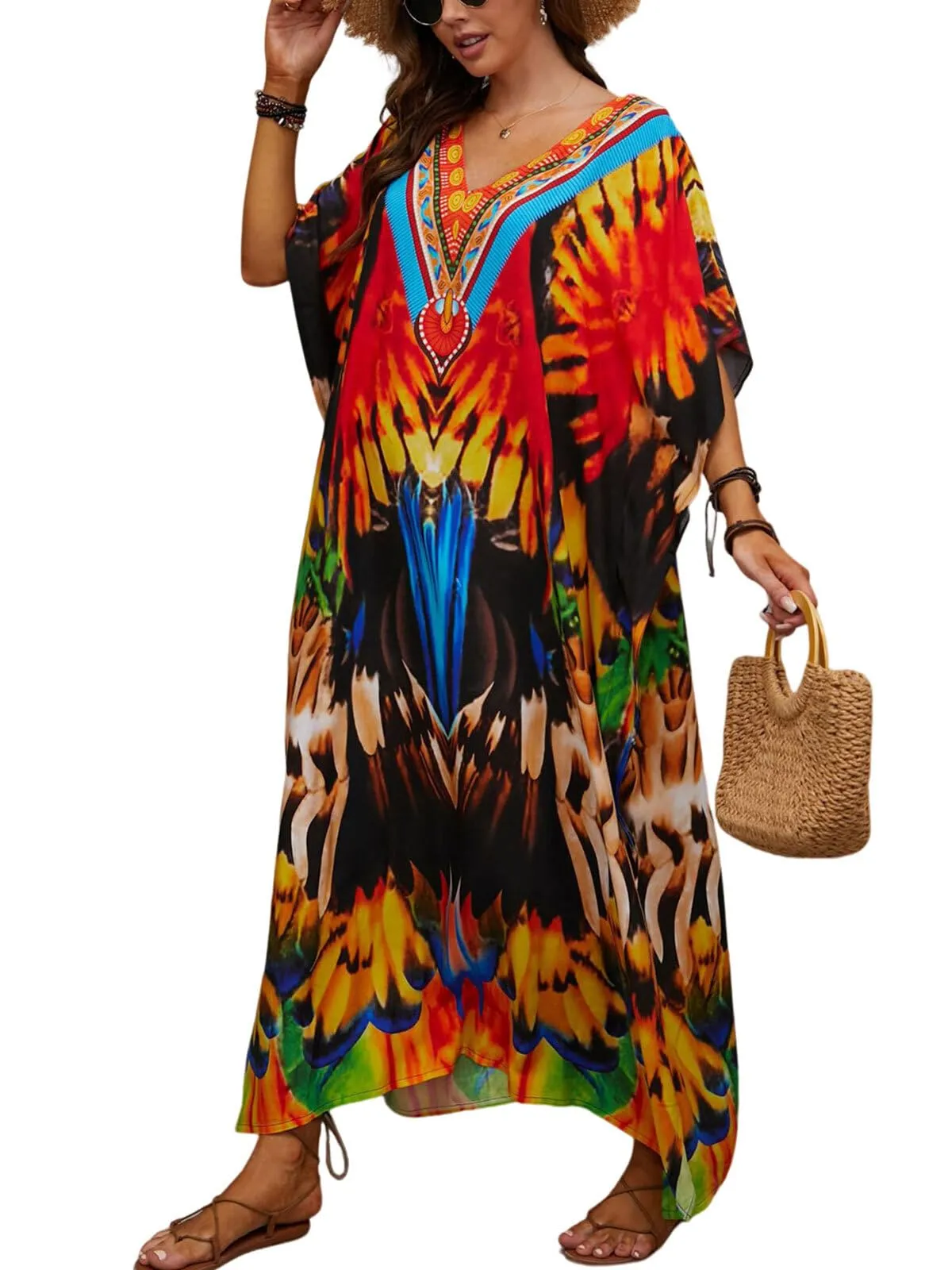 Kaftan Dresses for Women Plus Size Bathing Suit Cover up Caftan Maxi Beach Dresses