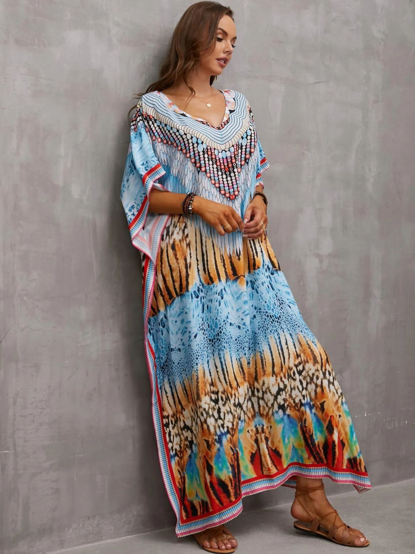 Kaftan Dresses for Women Plus Size Bathing Suit Cover up Caftan Maxi Beach Dresses