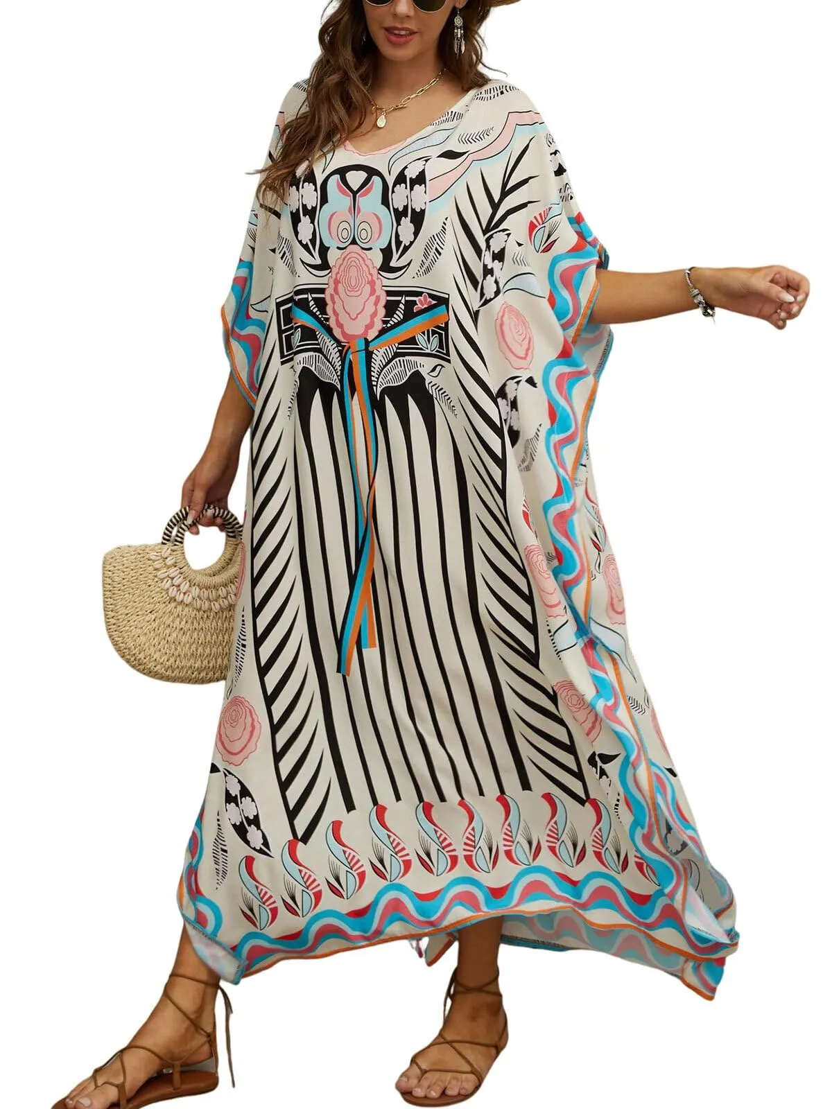 Kaftan Dresses for Women Plus Size Bathing Suit Cover up Caftan Maxi Beach Dresses