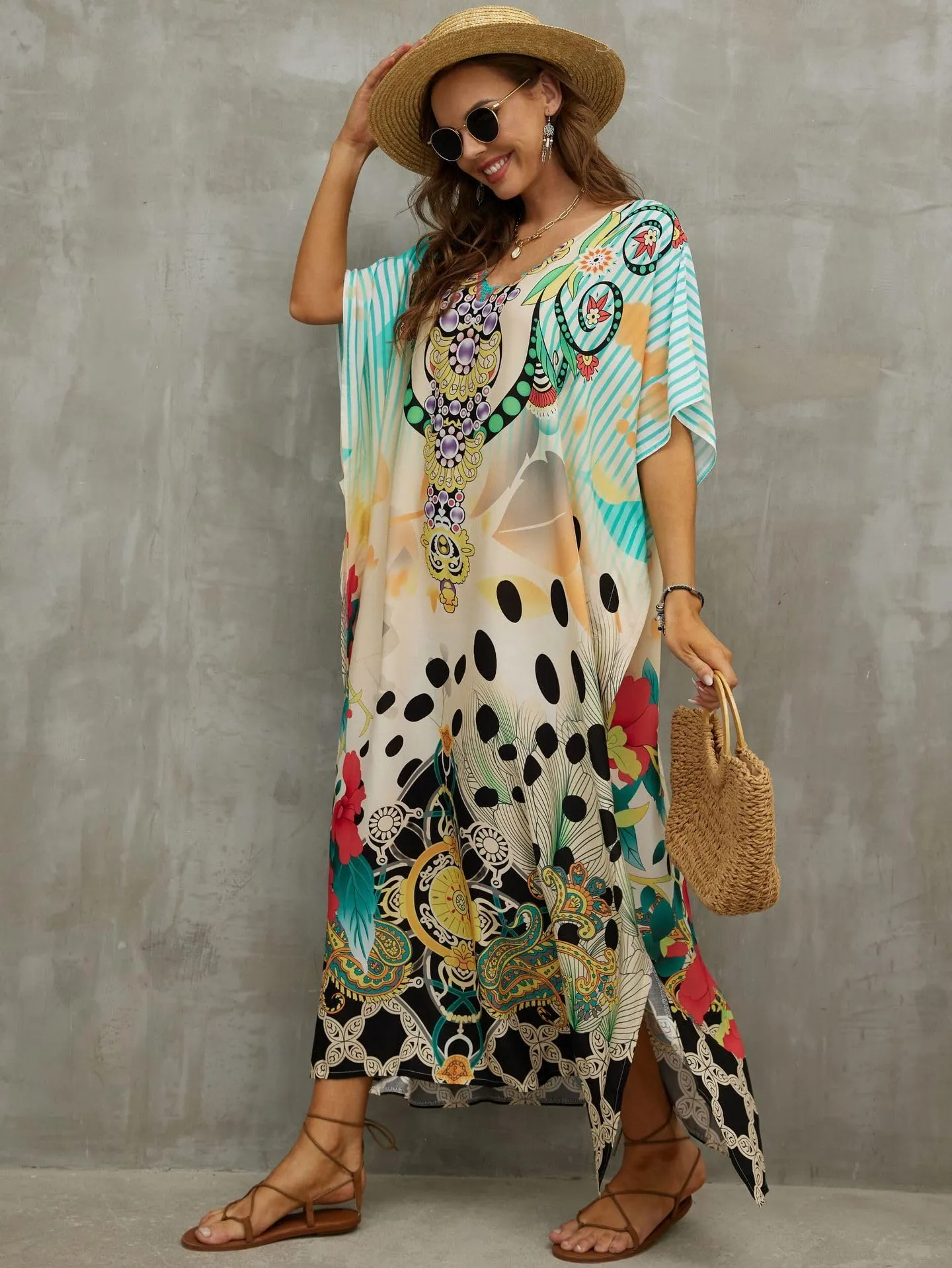 Kaftan Dresses for Women Plus Size Bathing Suit Cover up Caftan Maxi Beach Dresses