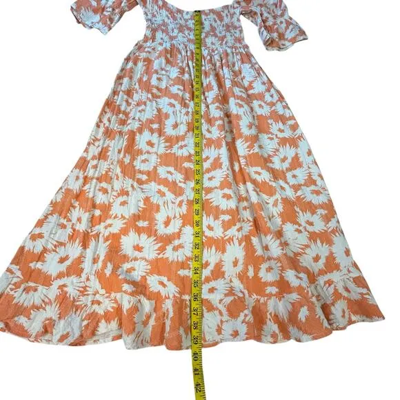Karlie Off Shoulder Orange and White Dress - Size L