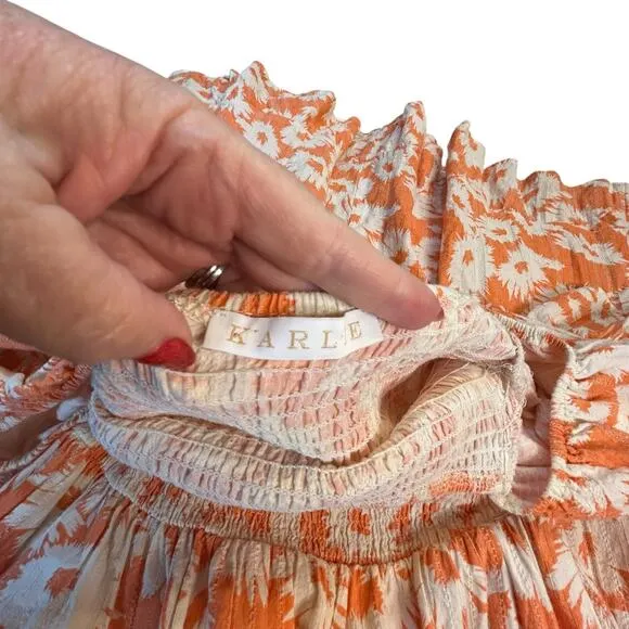Karlie Off Shoulder Orange and White Dress - Size L