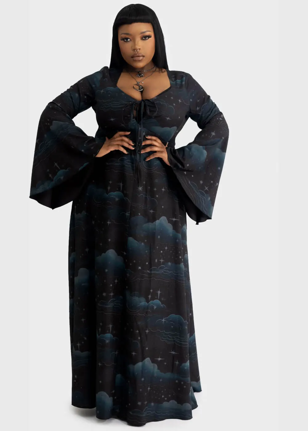 Killstar Dreamanicon Stars Maxi Dress Black