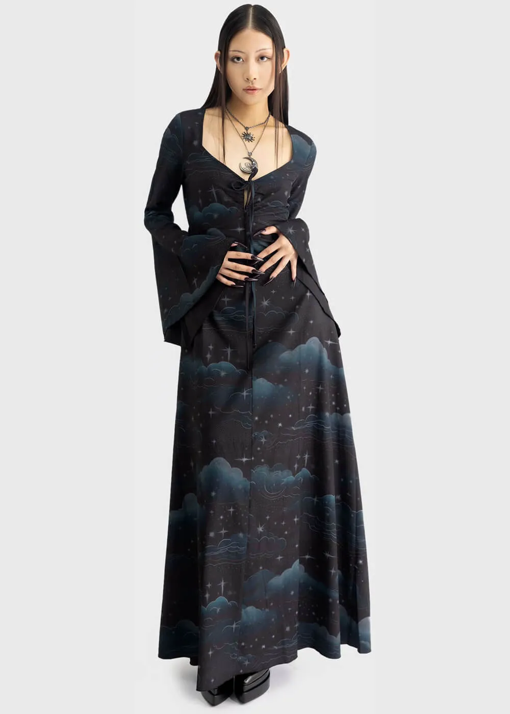Killstar Dreamanicon Stars Maxi Dress Black