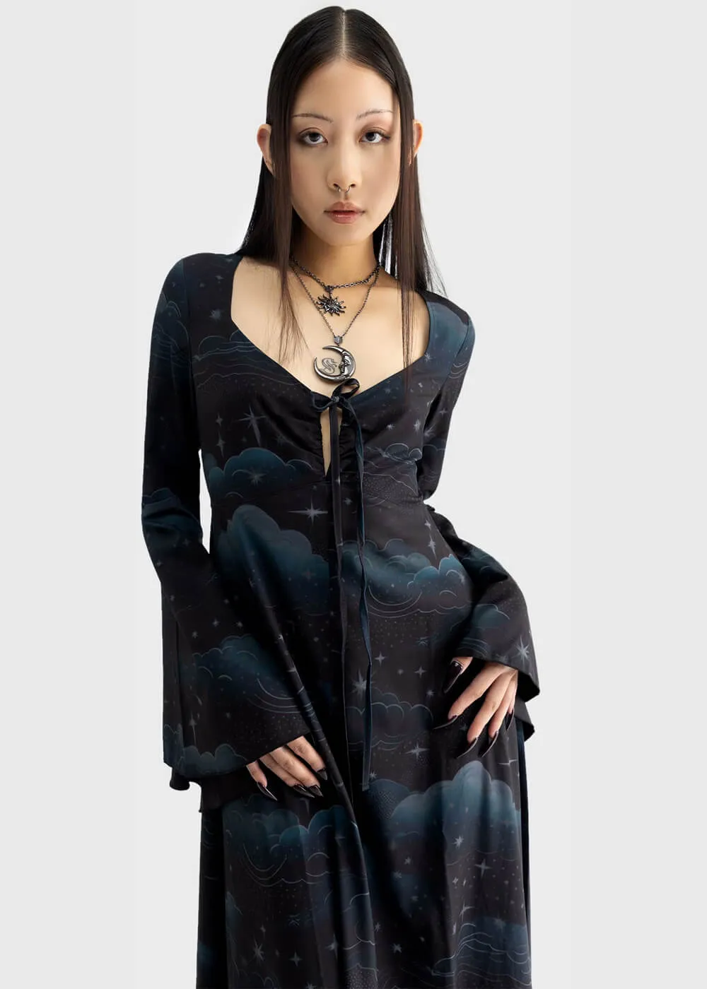 Killstar Dreamanicon Stars Maxi Dress Black