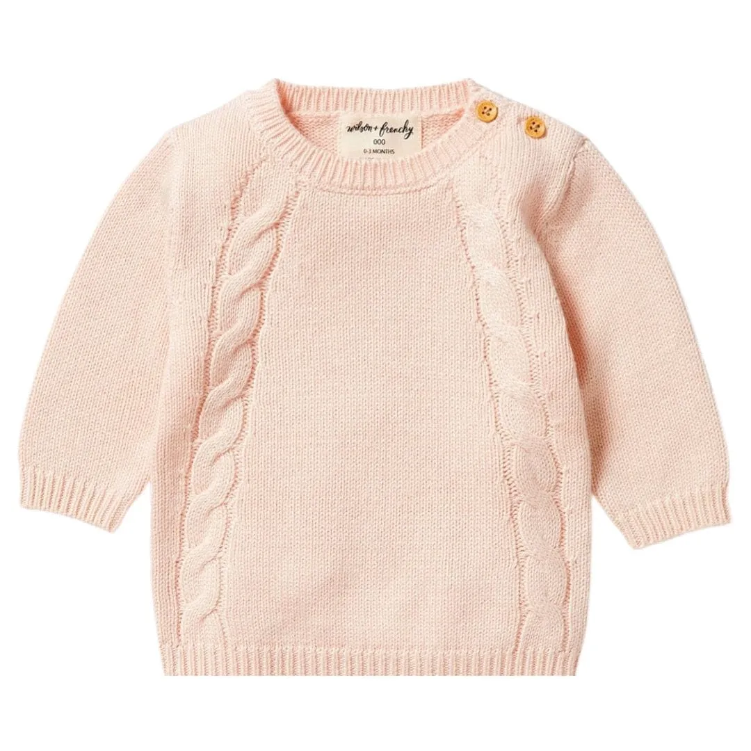 Knitted Mini Cable Jumper - Blush
