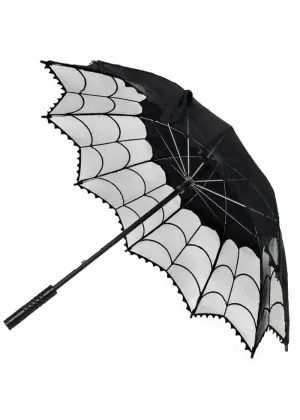 Kreepsville Spiderweb Lace Parasol Black