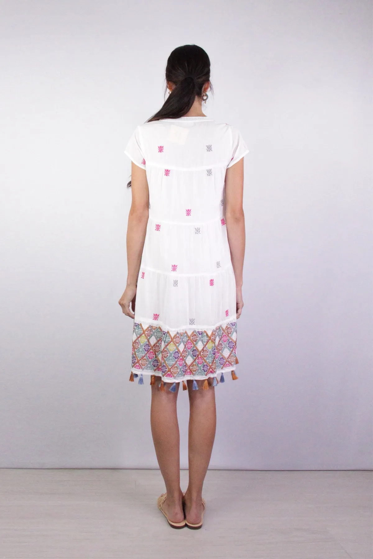 Kurtoe Embriodery Pamela Dress in White