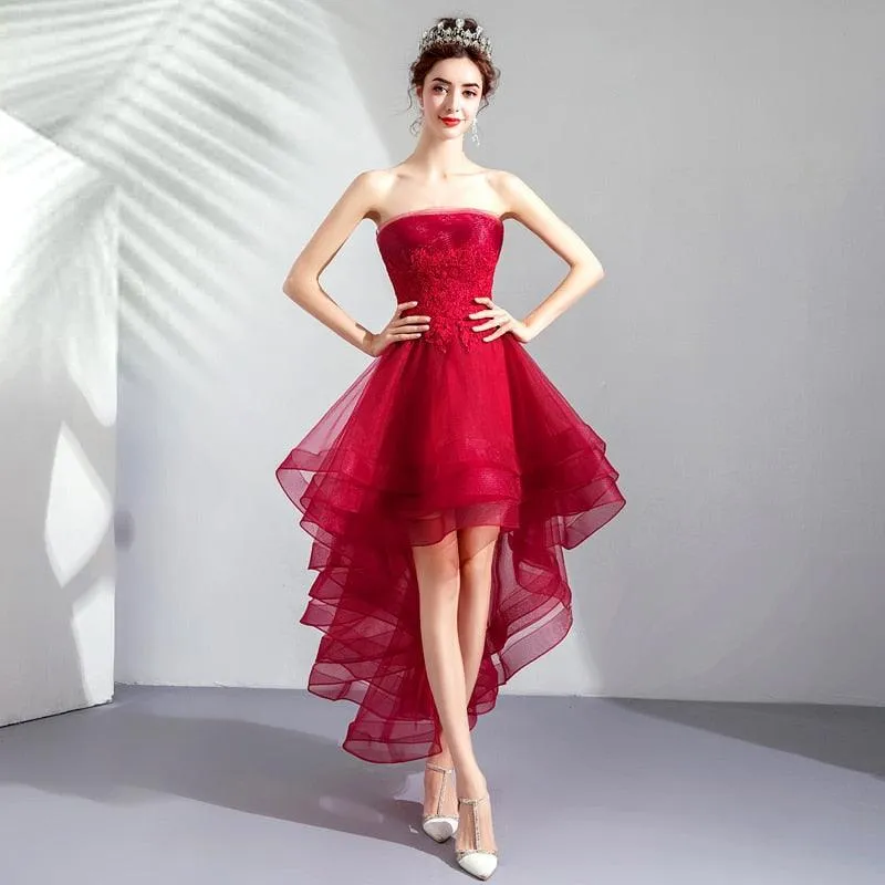 Lace Vintage Short Front Back Long Tail Evening Party Dress