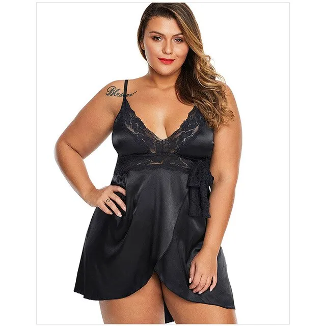 Ladies Sleeveless Nighties V-neck Nightgown  Women Plus Size Nightdress