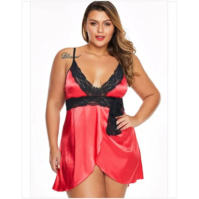 Ladies Sleeveless Nighties V-neck Nightgown  Women Plus Size Nightdress