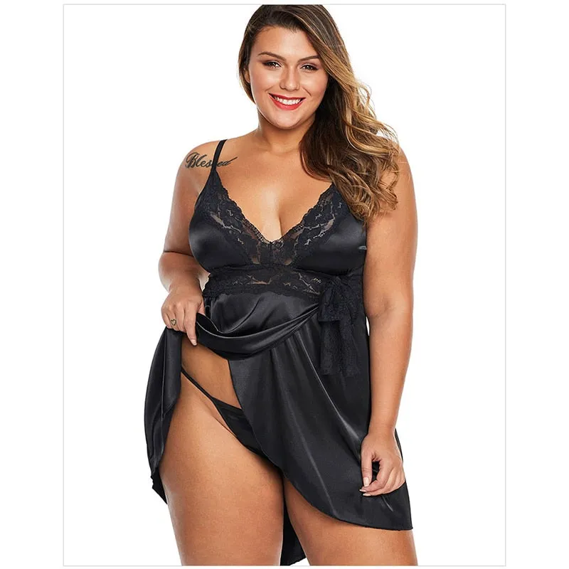 Ladies Sleeveless Nighties V-neck Nightgown  Women Plus Size Nightdress